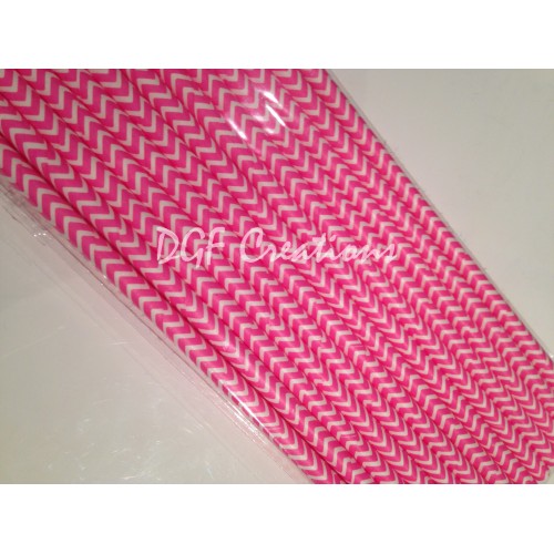 Chevron Fuschia Pattern  Paper Straw click on image to view different color option
